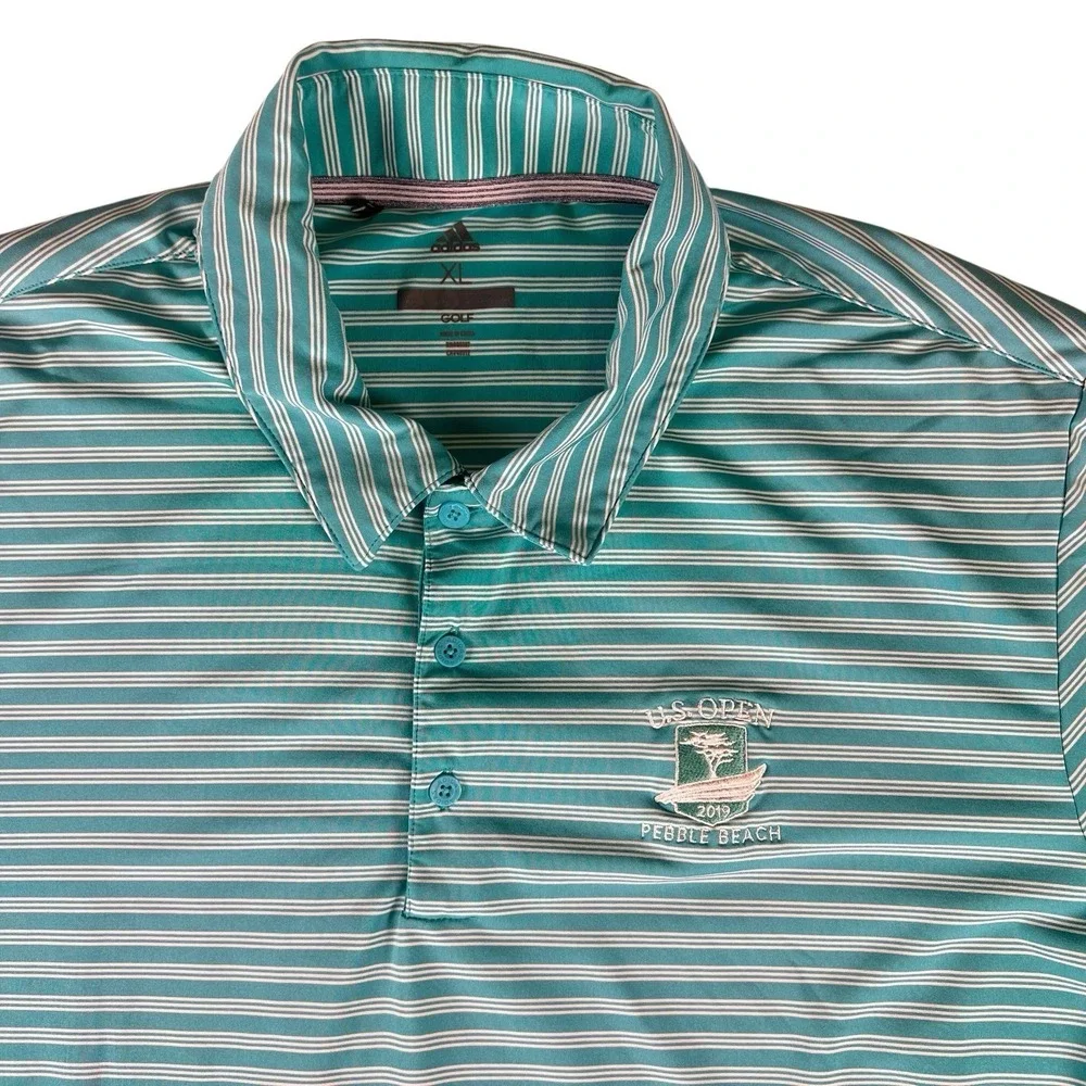 Adidas Golf Polo XL U.S Open 2019 Pebble Beach Striped Performance